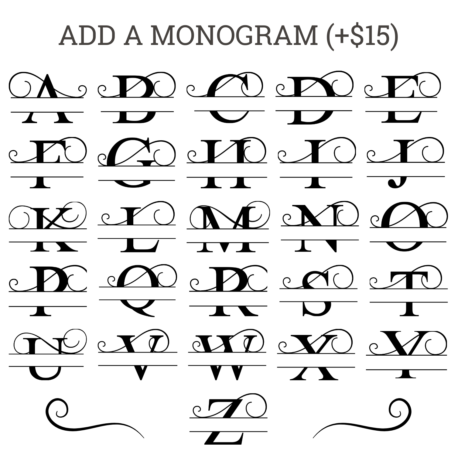 Split monogram engraving options