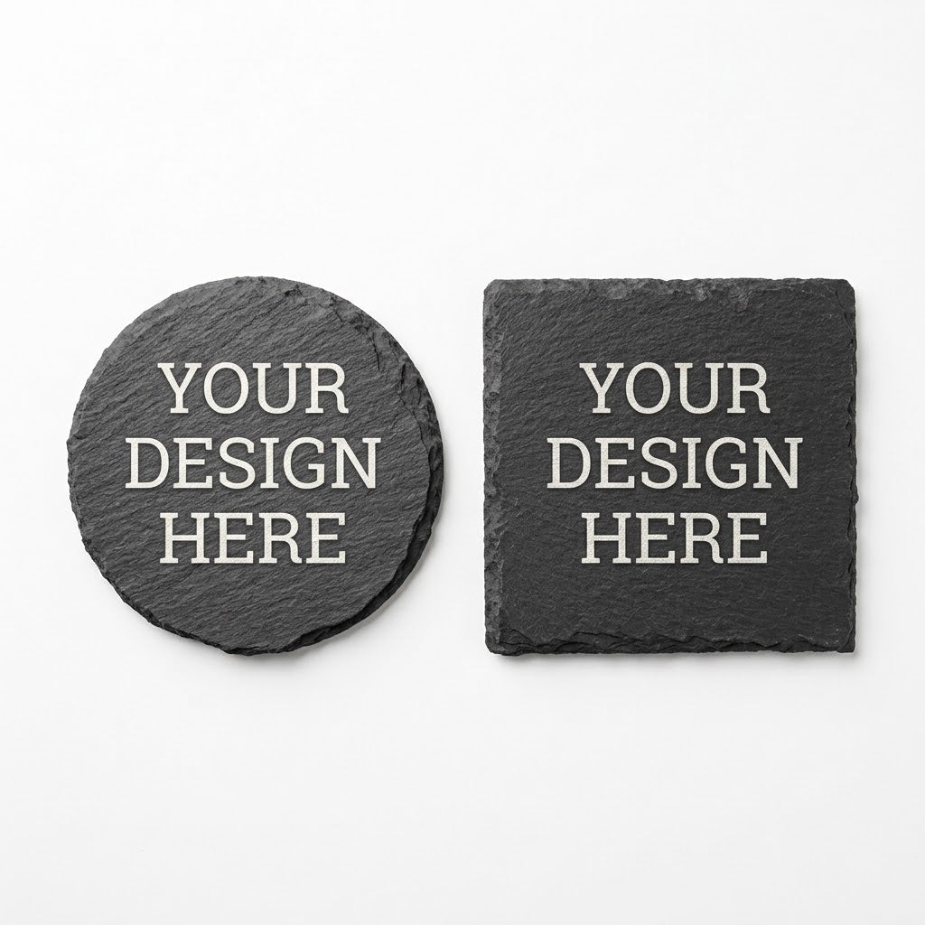 Custom Engraved Slate Coaster – Personalised Square or Round