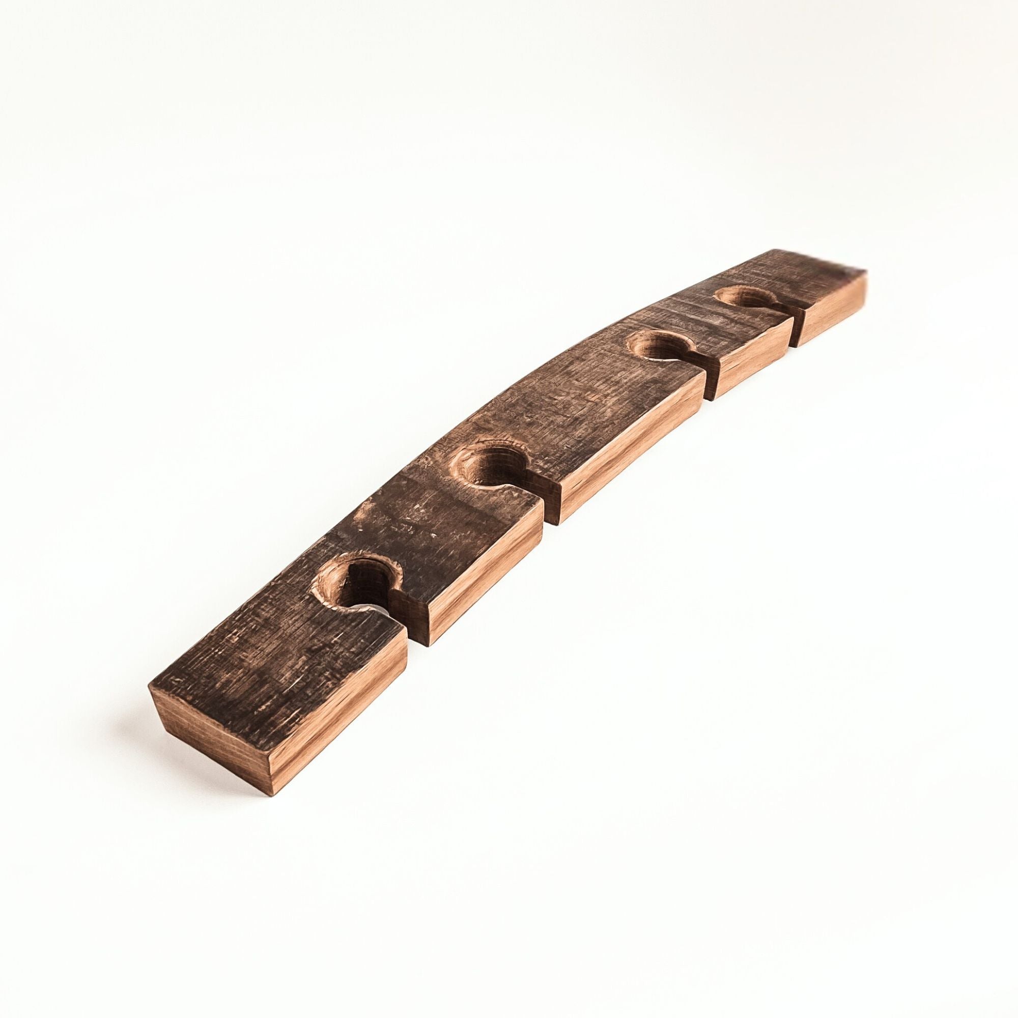 Barrel Stave wine flight tasting board, top view