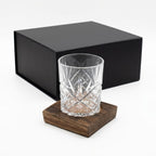 Barrel stave coaster and rocks glass gift set, unboxed