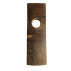 Barrel stave floating wine bottle holder, front view