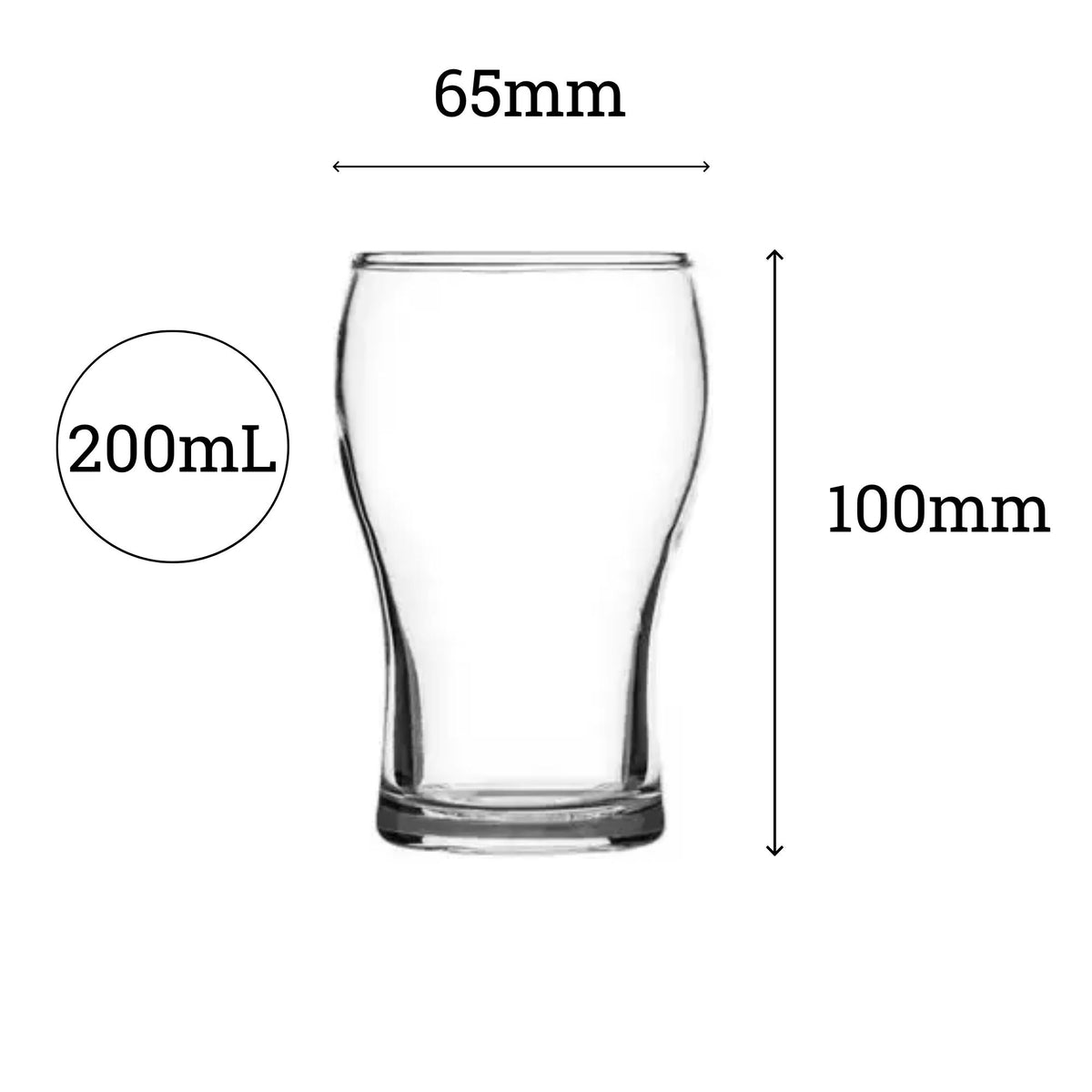 Beer tasting glass dimensions — 200ml nonic-style glass