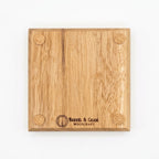 Underside of blackbutt hardwood coaster showing non-slip cork feet