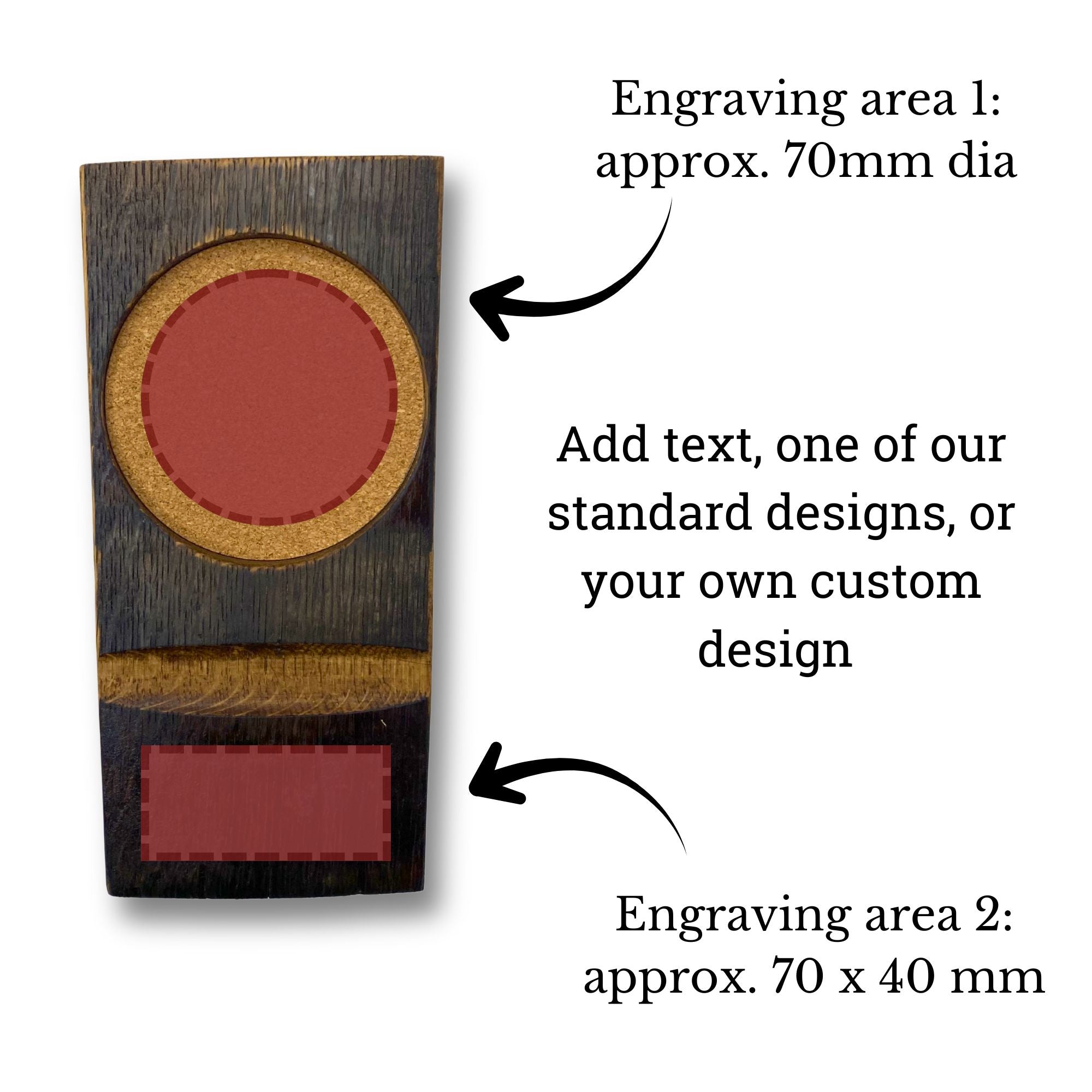 rocks glass lounge coaster showing engraving area options