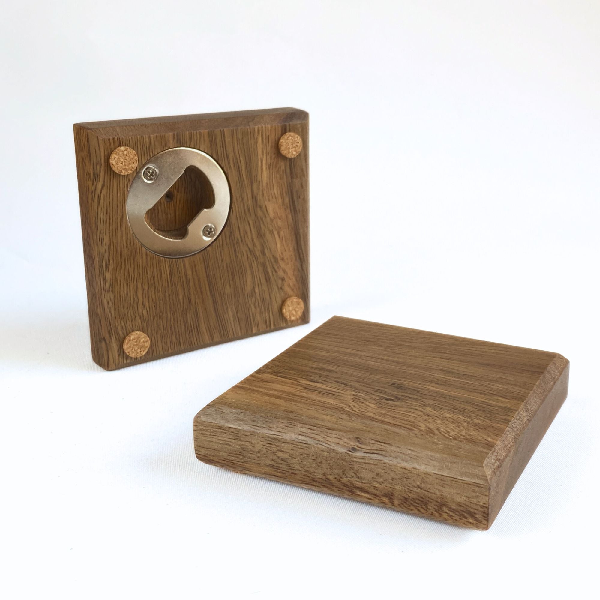 Hardwood coaster with built-in bottle opener - Spotted Gum 