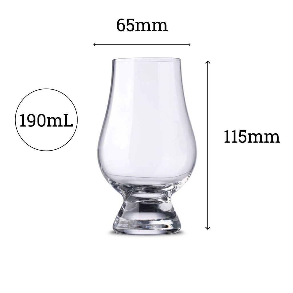 Glencairn whisky glass dimensions — 190ml, 115mm height, 65mm diameter