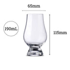 Glencairn whisky glass dimensions — 190ml, 115mm height, 65mm diameter