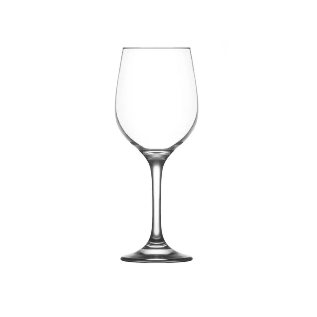 395ml stemmed wine glass with classic goblet shape on a white background