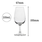 Wine tasting glass dimensions — 215ml Pasabahce wine taster, 155mm height