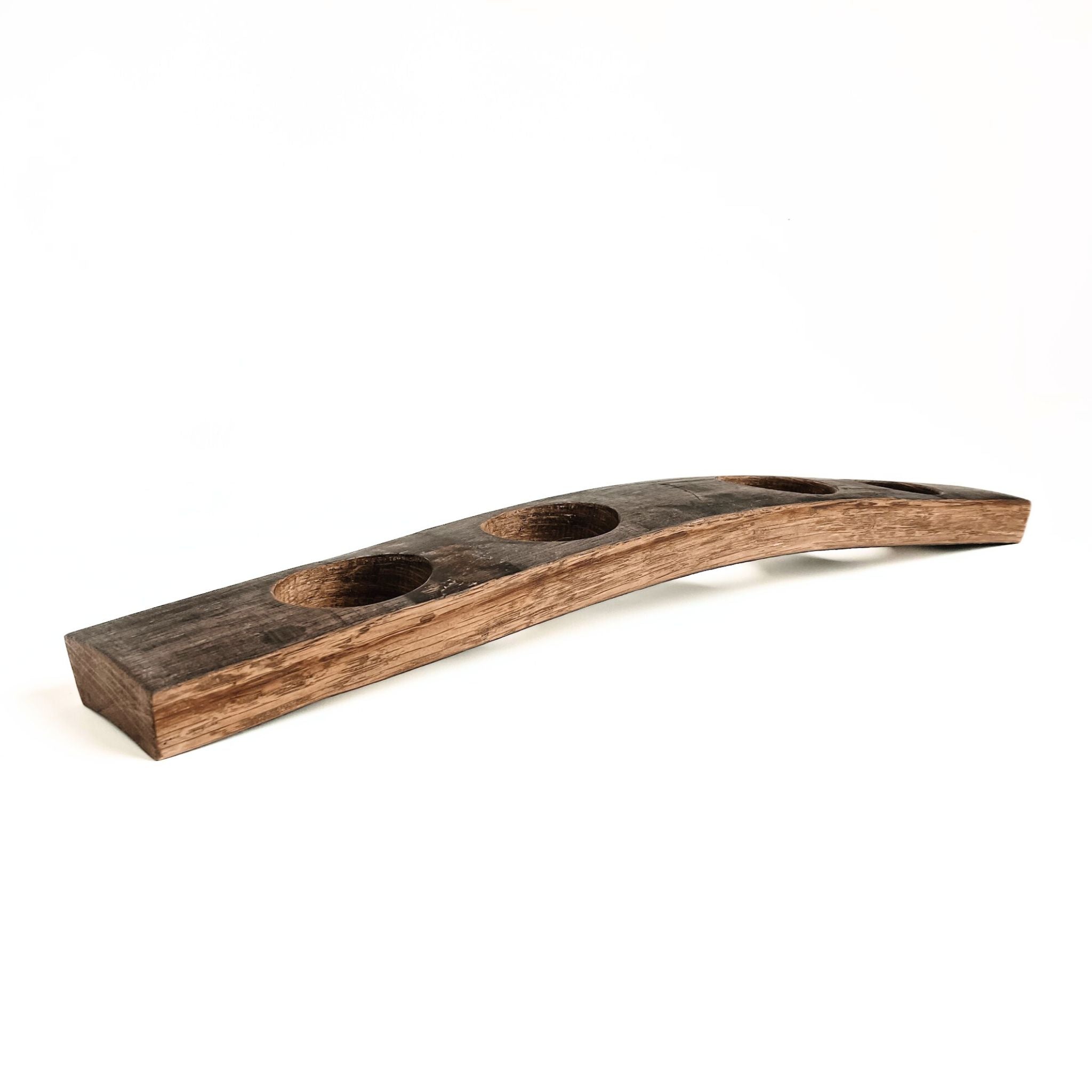 Barrel Stave flight tasting board, front view