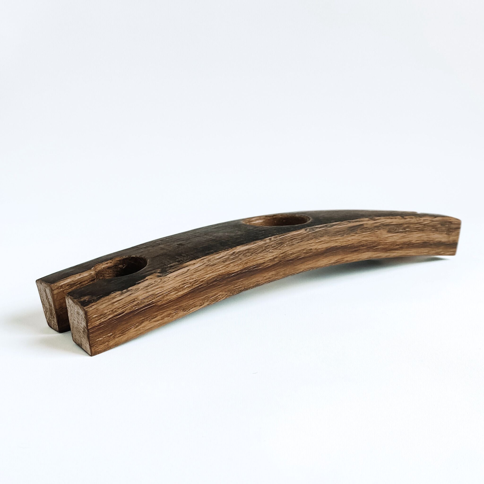 Barrel Stave 2 glass wine caddy, side view