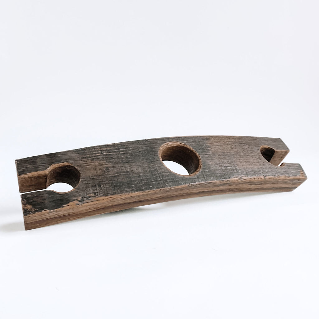 Barrel Stave 2 glass wine caddy, top view