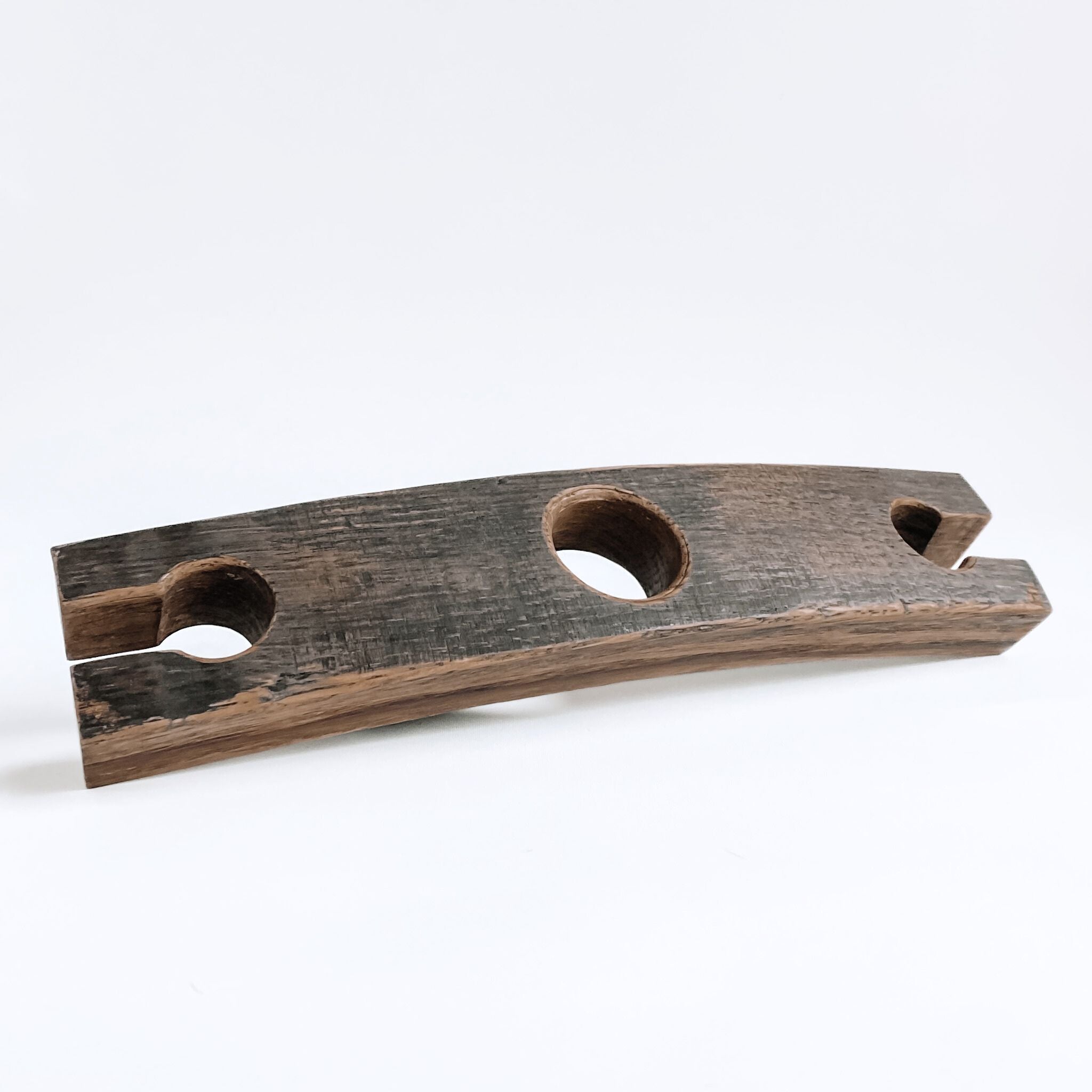 Barrel Stave 2 glass wine caddy, top view