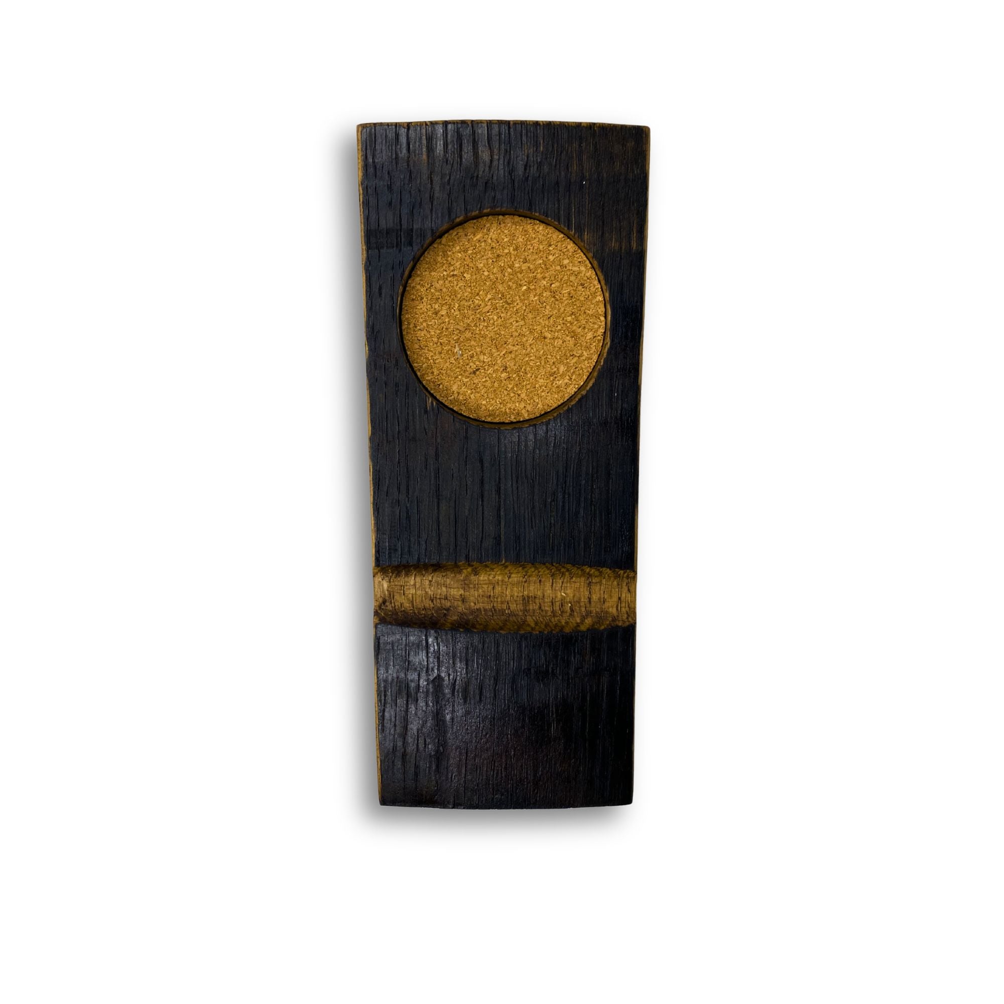 Barrel stave whisky coaster and cigar rest, top view