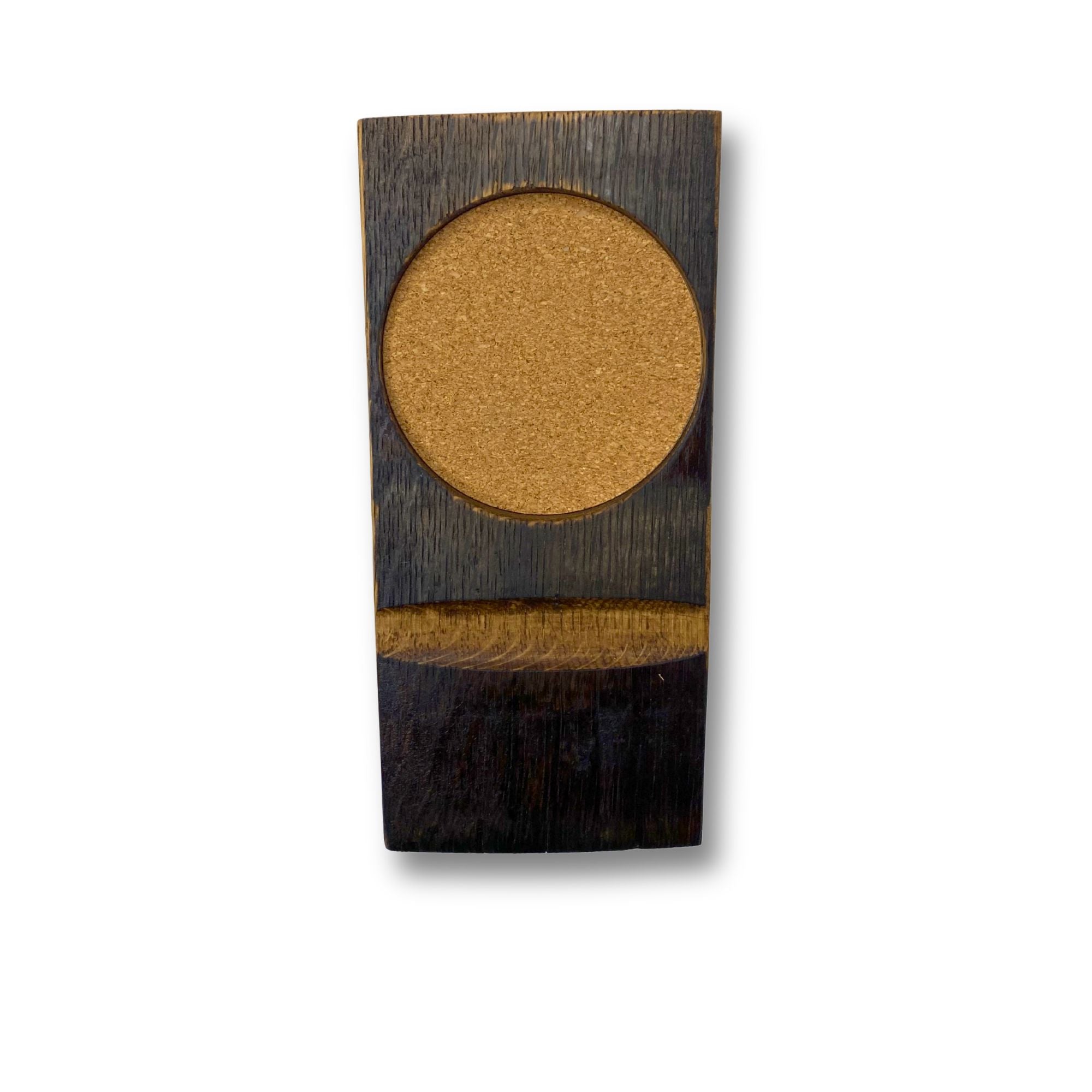 Barrel stave whisky coaster and cigar rest, top view