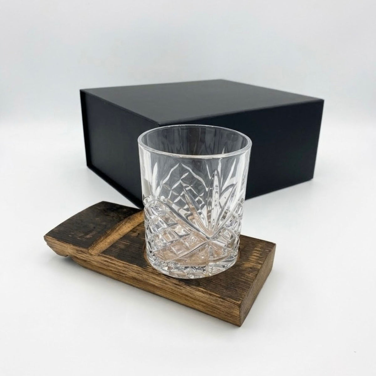 Barrel Stave Lounge Coaster & Glass Gift Set — Rocks