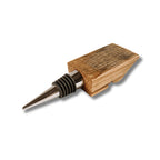 Barrel stave wine bottle stopper, right side view on white background